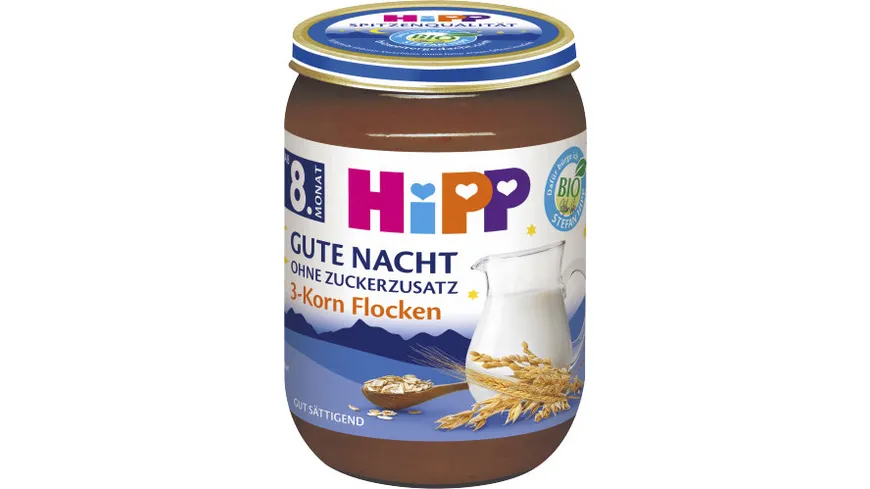 HiPP Bio Gute Nacht, ohne Zuckerzusatz, 3-Korn-Flocken, 190g