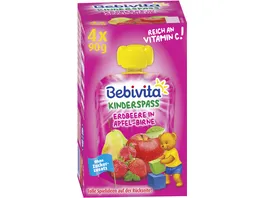 Bebivita Quetschbeutel Frucht Erdbeere in Apfel Birne 4x90g