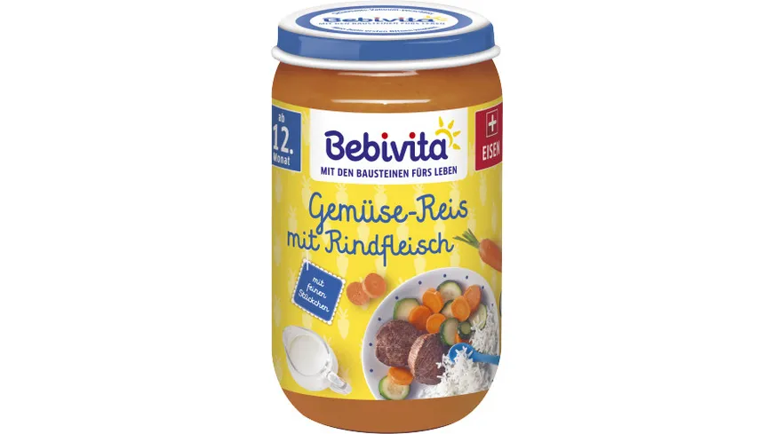 Bebivita Bio Menüs ab dem 12.Monat Gemüse-Reis mit Rindfleisch, 250g