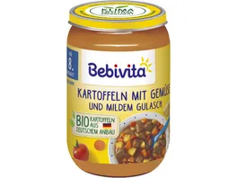 Bebivita Bio Menues Kartoffeln mit Gemuese und mildem Gulasch 220g