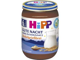 HiPP Bio Gute Nacht Dinkelgriessbrei ohne Zuckerzusatz 190g