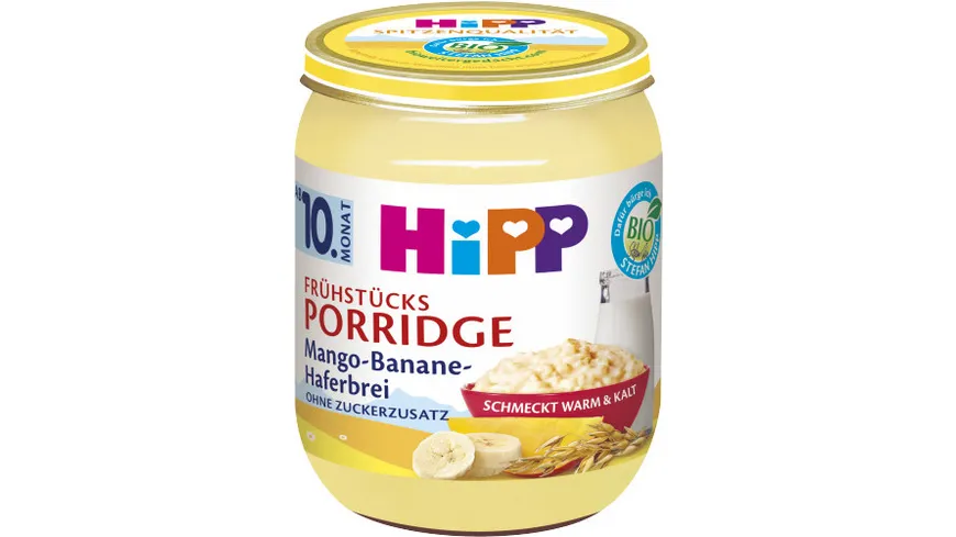 HiPP Bio Frühstücks-Porridge Mango-Banane-Haferbrei, ohne Zuckerzusatz, 160g