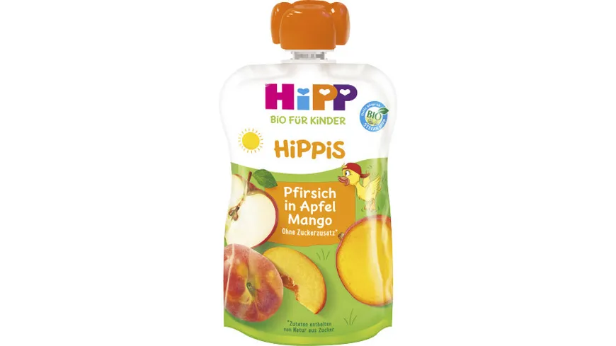HiPP HiPPis im Quetschbeutel 100g: Pfirsich in Apfel-Mango ohne Zuckerzusatz, ab 1+