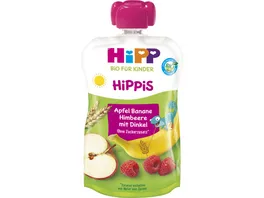 HiPP HiPPiS im Quetschbeutel 100g Apfel Banane Himbeere mit Dinkel ohne Zuckerzusatz ab 1