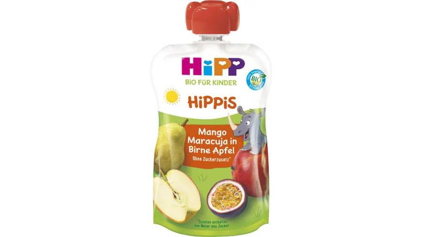 HiPP HiPPiS im Quetschbeutel 100g: Mango-Maracuja in Birne-Apfel ohne Zuckerzusatz, ab 1+
