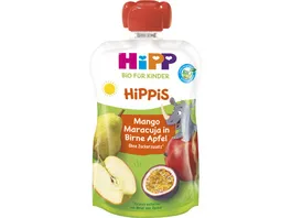 HiPP HiPPiS im Quetschbeutel 100g Mango Maracuja in Birne Apfel ohne Zuckerzusatz ab 1