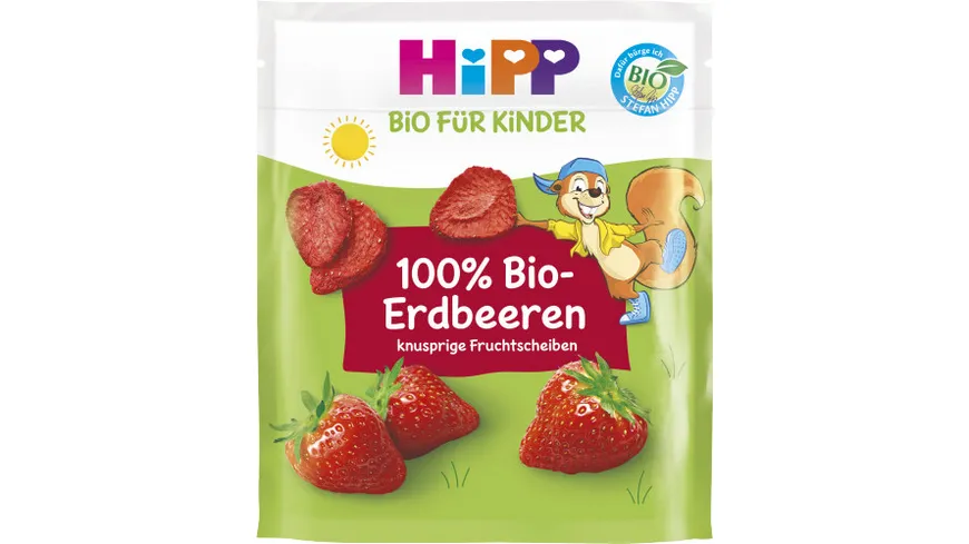 HiPP Knabberprodukte BIO für Kinder: 100% Bio-Erdbeeren 10g, Kinder 3+