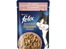 FELIX Sensations Saucen mit Lachs Garnelengeschmack Katzennassfutter 24x85g Portionsbeutel