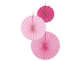 Amscan 3 Fan Decorations Hot Pink Paper 18 cm 30 cm 38 cm