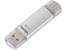 Hama USB Stick C Laeta USB C USB 3 1 USB 3 0 256GB 70 MB s Silber