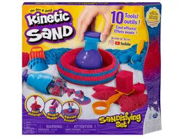 Spin Master Kinetic Sand Sandisfying Set mit 907 g Sand und 10 Werkzeugen fuer Kinder ab 3 Jahren