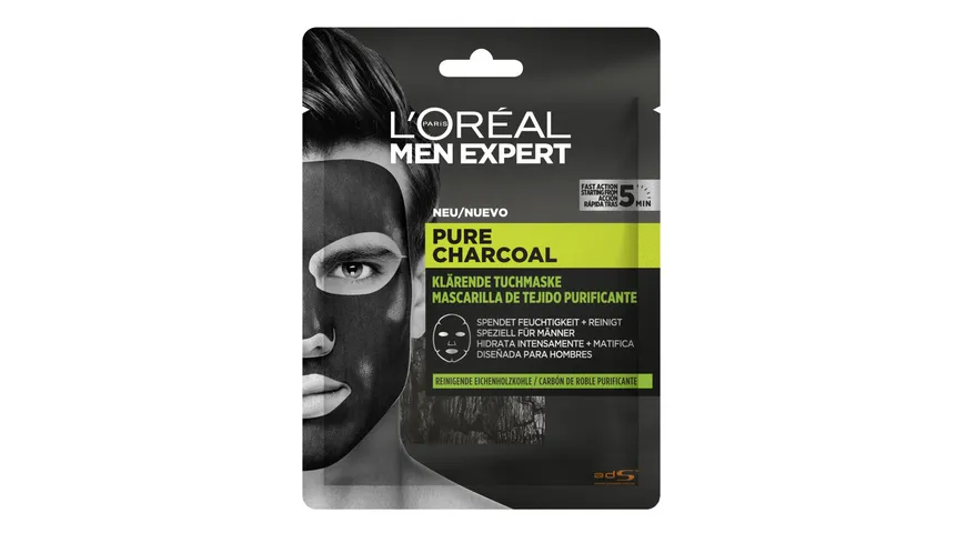 L'ORÉAL PARIS MEN EXPERT Pure Charcoal Reinigende Tuchmaske