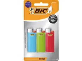 BIC Mini Reibrad Feuerzeuge Verschiedene Farben 3er Pack