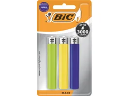 BIC Maxi Reibradfeuerzeuge Verschiedene Farben 3er Pack