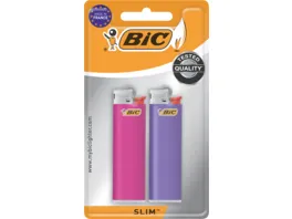 BIC Slim Reibradfeuerzeuge Verschiedene Farben 2er Pack