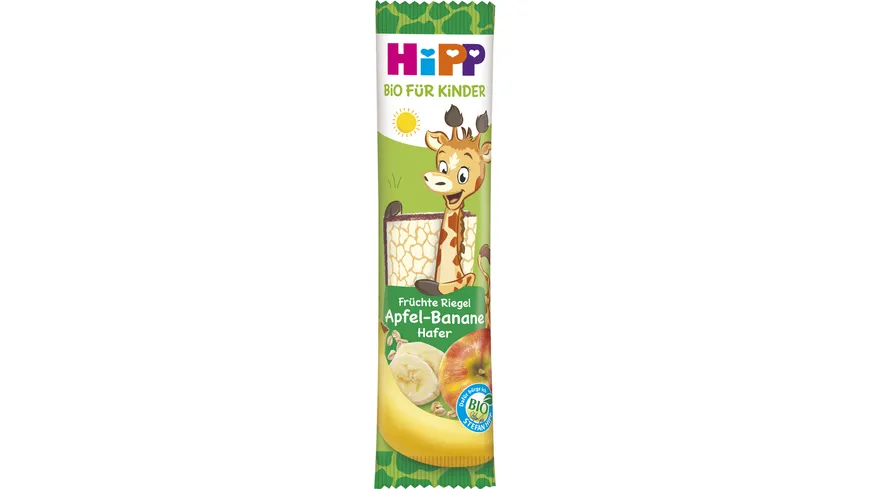 HiPP Bio für Kinder Giraffe Früchte Riegel Apfel-Banane-Hafer, 23g