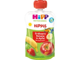 HiPP Bio fuer Kinder HiPPiS im Quetschbeutel 100g Erdbeere Banane in Apfel ohne Zuckerzusatz ab 1