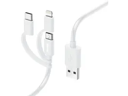 Hama 3in1 Micro USB Kabel mit Adapter auf USB C und Lightning 1 0 m Weiss