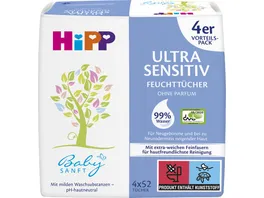 Hipp Babysanft Feuchttuecher ohne Duft 4x52