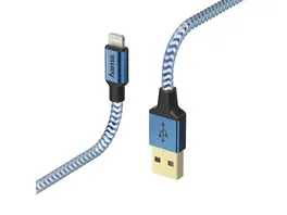 HAMA Ladekabel Reflective USB A Lightning 1 5 m Nylon Blau