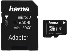 Hama microSDXC 256GB Class 10 UHS I 80MB s Adapter Mobile