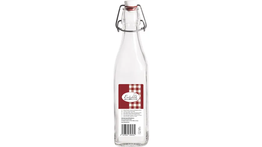 Creatable Glasflasche mit Bügelverschluss vierkant Swing 0,5l