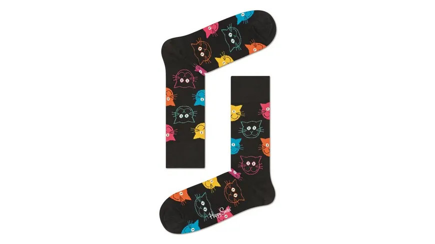 Happy Socks Unisex Socken Cat schwarz