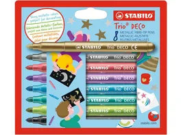 STABILO Metallic Filzstift mit robuster XL Spitze STABILO Trio DECO 8er Pack mit 8 verschiedenen Farben