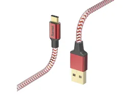 Hama Lade Datenkabel Reflective USB Type C USB A 1 5 m Rot