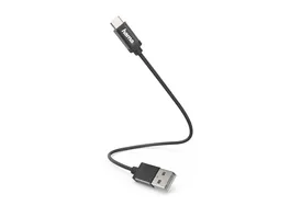 HAMA Ladekabel USB A USB C 0 2 m Nylon Schwarz