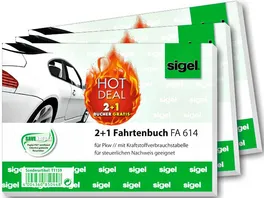 Sigel 2 1 Aktion Fahrtenbuch fuer Pkw A6 quer 40 Blatt