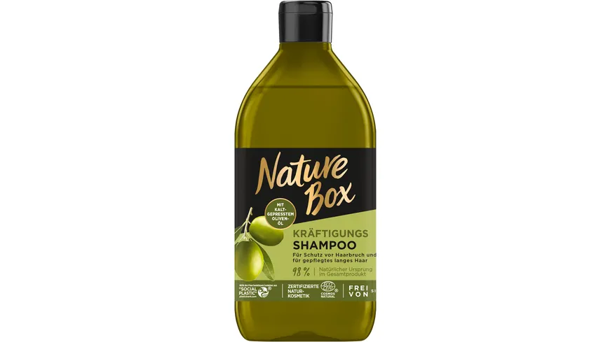 Nature Box Shampoo Oliven-Öl, Kräftigung, Schutz vor Haarbruch, vegan und frei von Silikonen