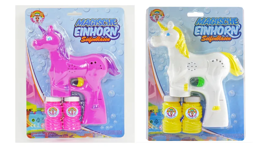 1x Einhorn Seifenblasenpistole Seifenblasenmaschine LED Seifenblasen Kinder pink 