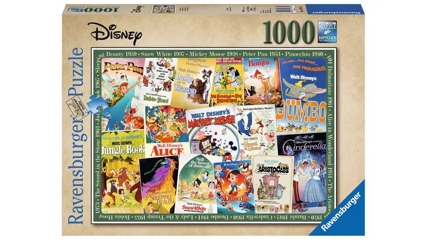 Ravensburger Puzzle - Disney Vintage Movie Poster - 1000 Teile