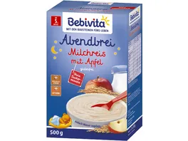 Bebivita Milchbreie ohne Zuckerzusatz Abendbrei Milchreis mit Apfel