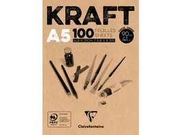 Clairefontaine Kraftpapierblock A5 braun 100 Blatt