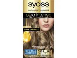 SYOSS Oleo Intense Permanente Oel Coloration 7 58 Kuehles Beige Blond mit pflegendem Oel ohne Ammoniak 115 ml