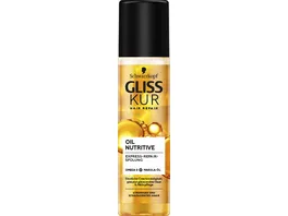 Gliss Kur Oil Nutritive Express Repair Spuelung Spruehspuelung fuer sofortige Kaemmbarkeit und weiches Haar