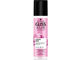 Gliss Kur Liquid Silk Express Repair Spuelung Spruehspuelung fuer sofortige Kaemmbarkeit und weiches glaenzendes Haar
