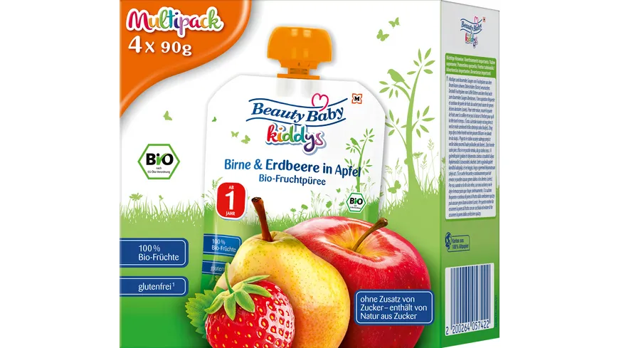 Beauty Baby Quetschie kiddys Multipack Birne & Erdbeere in Apfel