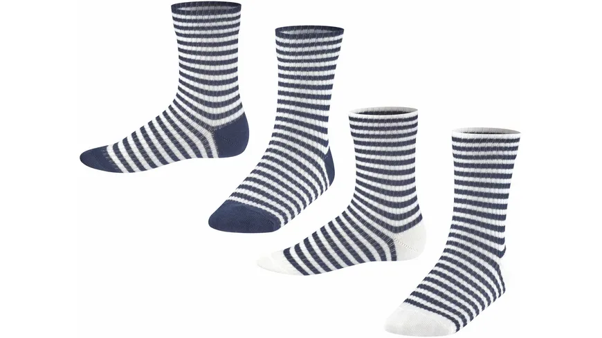 ESPRIT Socken Sporty Stripe 2-Pack Baumwolle Kinder grau blau viele weitere Farben verstärkte Kindersocken mit Muster atmungsaktiv dünn mit Streifen im Multipack Doppelpack 2 Paar 