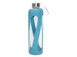 TRENDSHOP Trinkflasche aus Glas mit Silikonmantel 1l