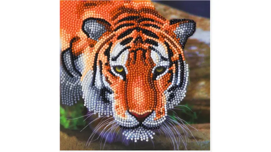 Craft Buddy - Crystal Art Diamond Painting Card Kit Tiger, 18 x 18 cm