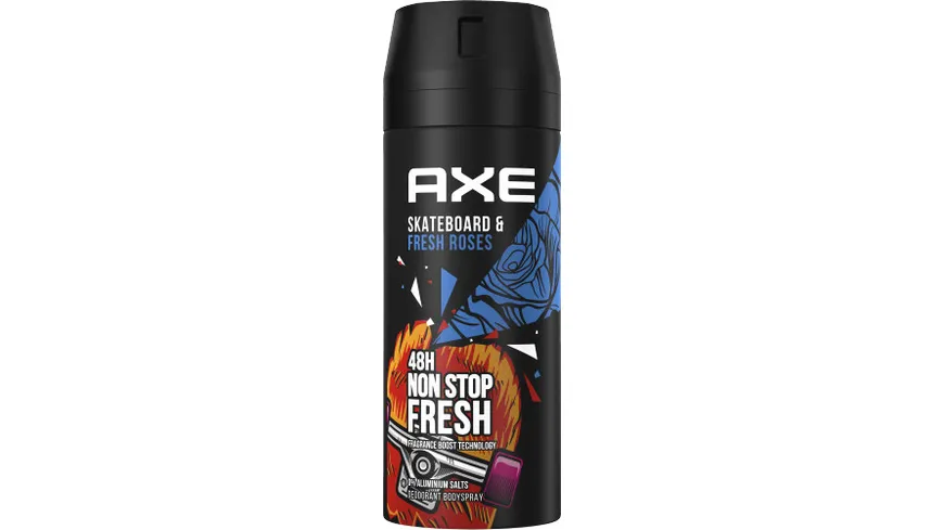 Axe Bodyspray Skateboard & Fresh Rose ohne Aluminiumsalze 150 ml