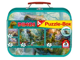 Schmidt Spiele Kinderpuzzle Dinos Puzzle Box im Metallkoffer 2x100 2x60 Teile