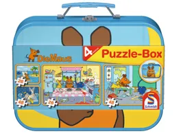 Schmidt Spiele Kinderpuzzle Die Maus Puzzle Box im Metallkoffer 48 Teile