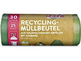 CleanPac Recycling Muellbeutel mit Zugband 25x30L