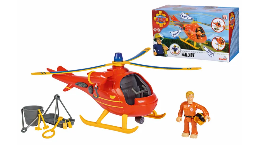 Simba - Feuerwehrmann Sam - Hubschrauber Wallaby mit Figur