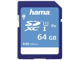 Hama SDXC 64GB Class 10 UHS I 80MB S