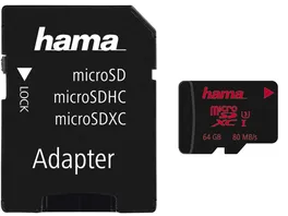 HAMA microSDXC 64GB UHS Speed C3 UHS I 80MB s Adapter Foto